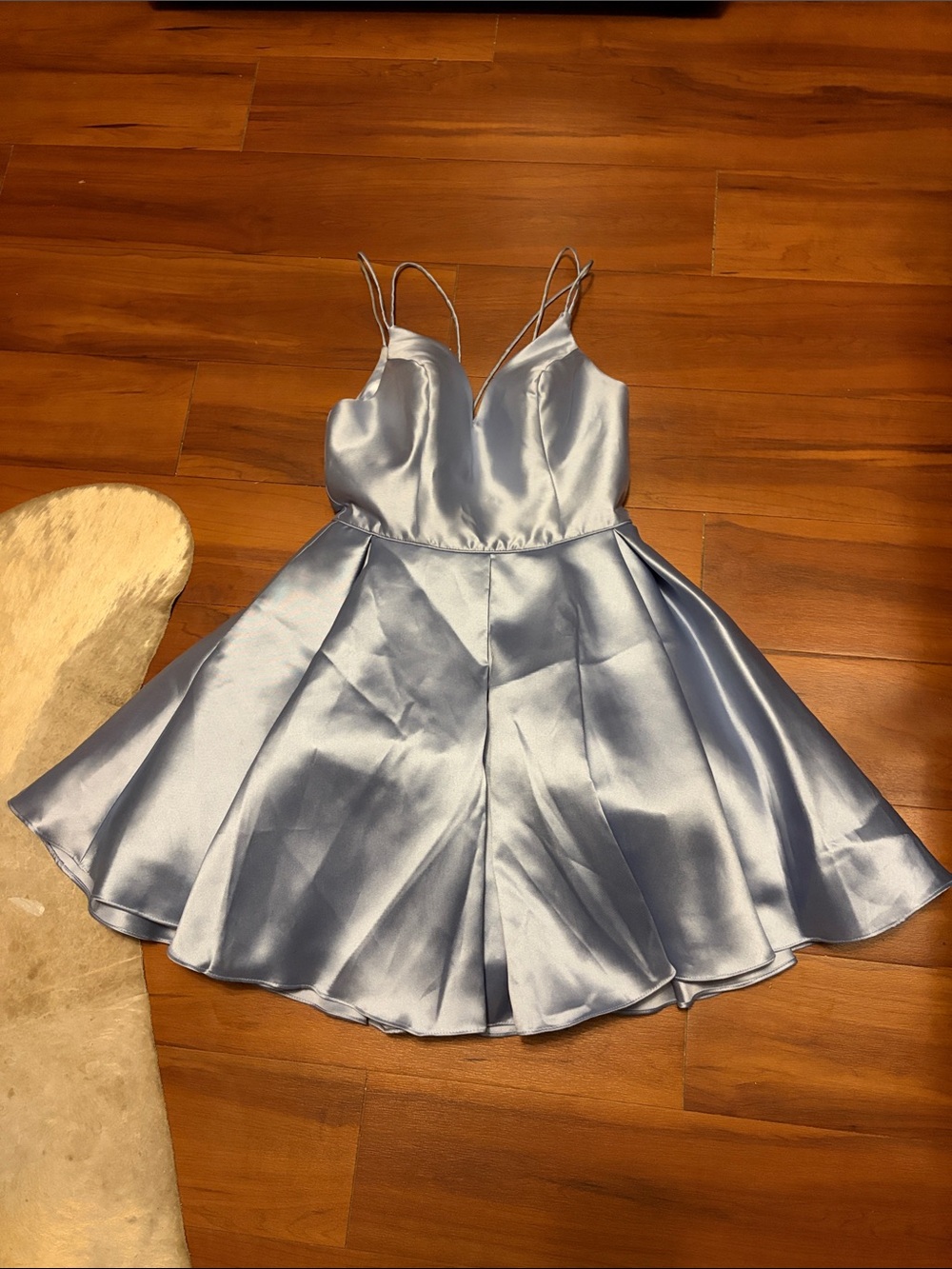 Alyce Paris Shimmery Light Blue Satin Dress Sz 6